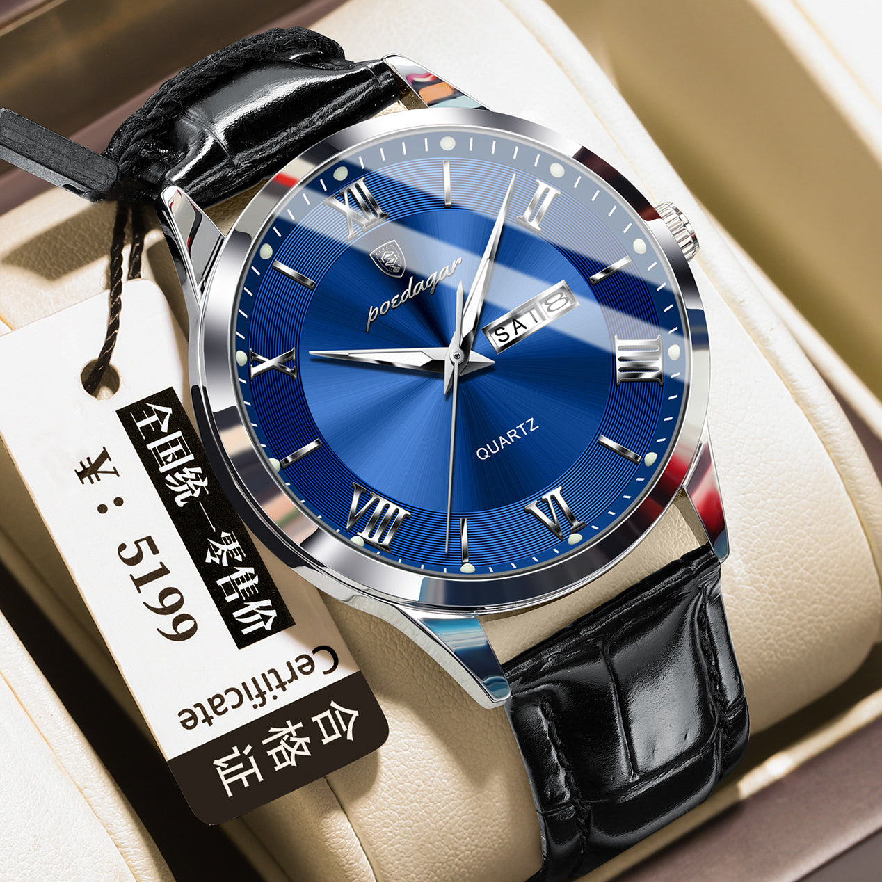 Men's Casual Luminous Double Calendar Waterproof Watch