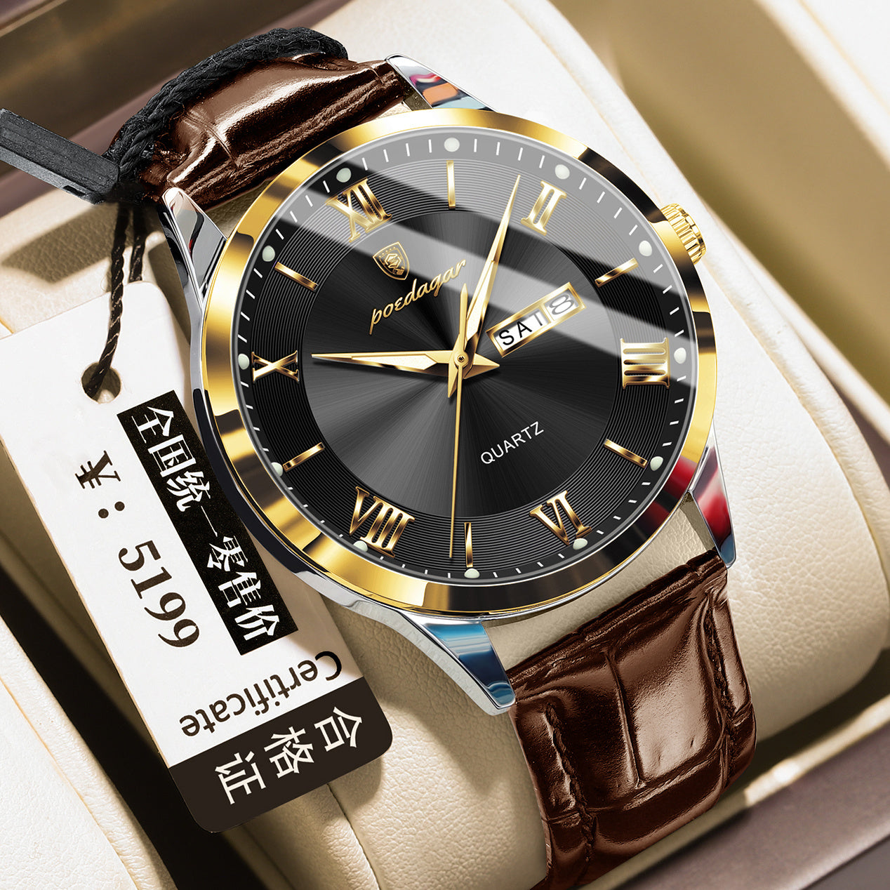 Men's Casual Luminous Double Calendar Waterproof Watch