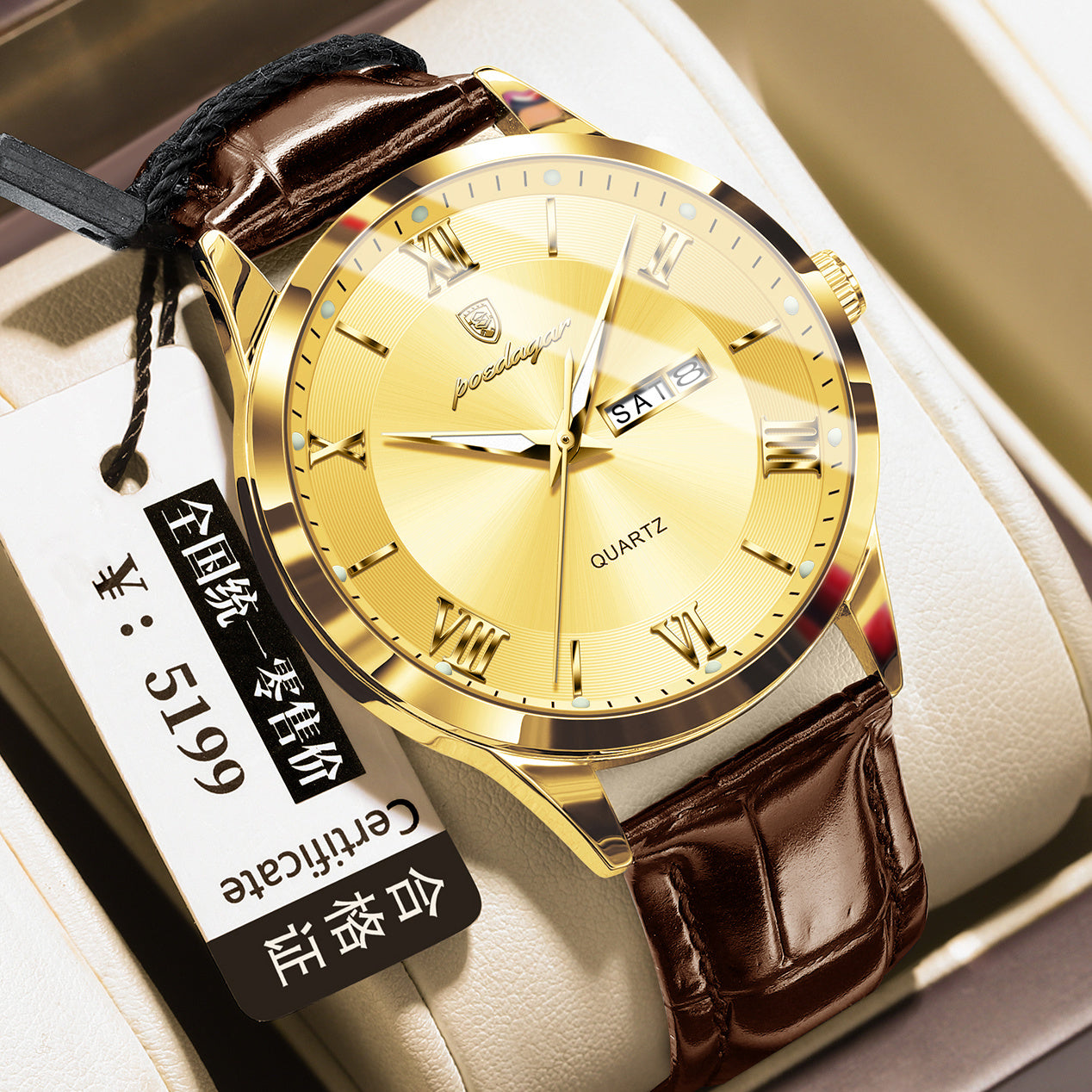 Men's Casual Luminous Double Calendar Waterproof Watch