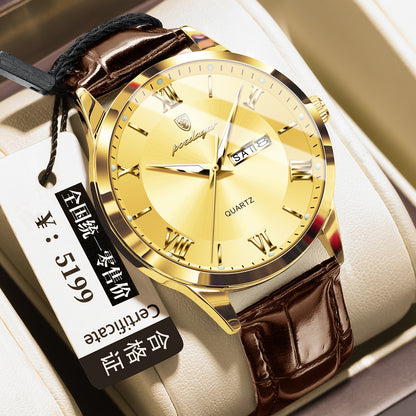 Men's Casual Luminous Double Calendar Waterproof Watch