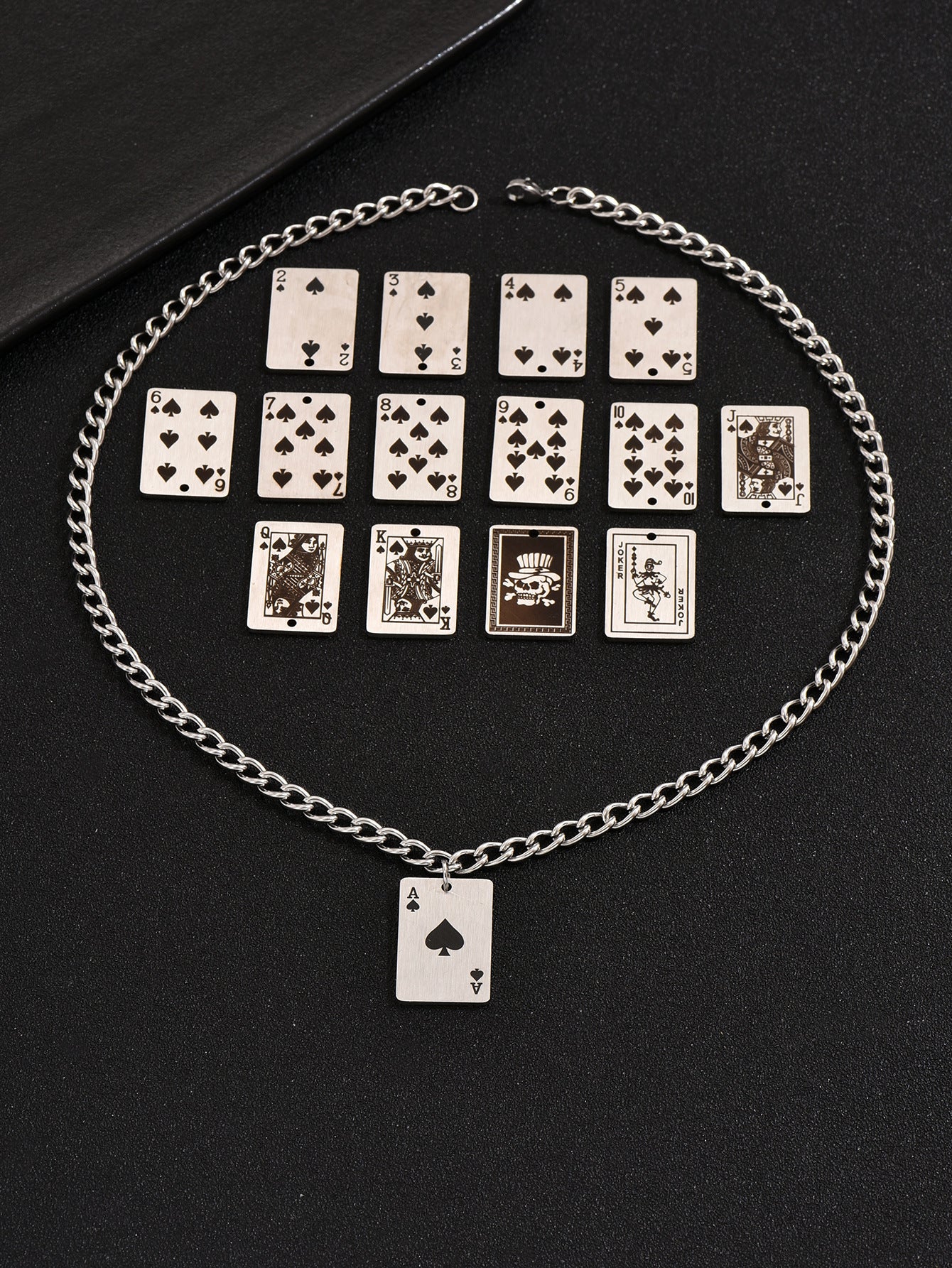 Creative Stainless Steel Poker Black Peach A Necklace For Men