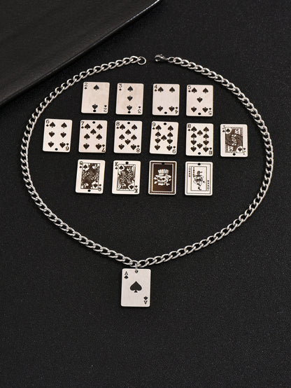 Creative Stainless Steel Poker Black Peach A Necklace For Men