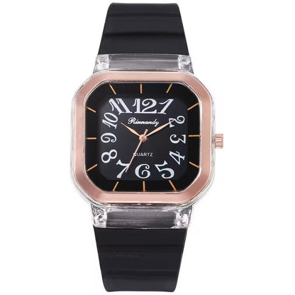 Simple Casual Men's Silicone Watch Square Number