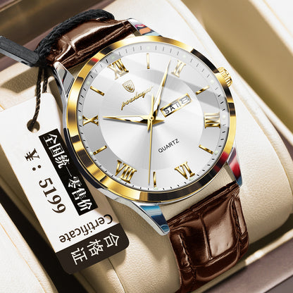 Men's Casual Luminous Double Calendar Waterproof Watch