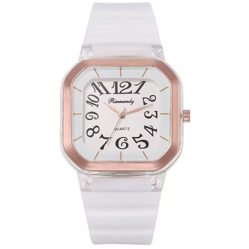 Simple Casual Men's Silicone Watch Square Number