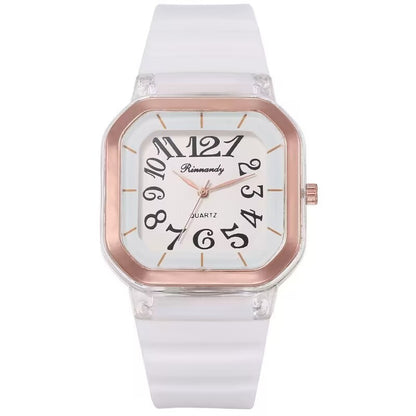 Simple Casual Men's Silicone Watch Square Number