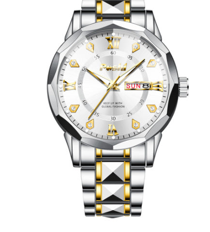 Men's Watch Luminous Calendar Quartz Watch Steel Belt
