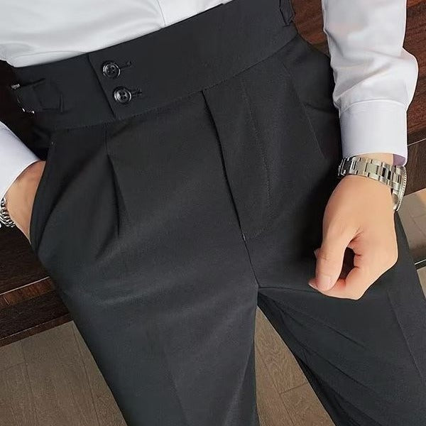 Autumn Retro High Waist Business Pure Color Straight Casual Trousers
