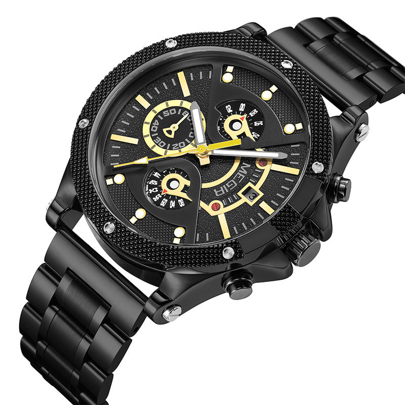 Steel Belt Multifunctional Sports Watch Men's Waterproof Luminous