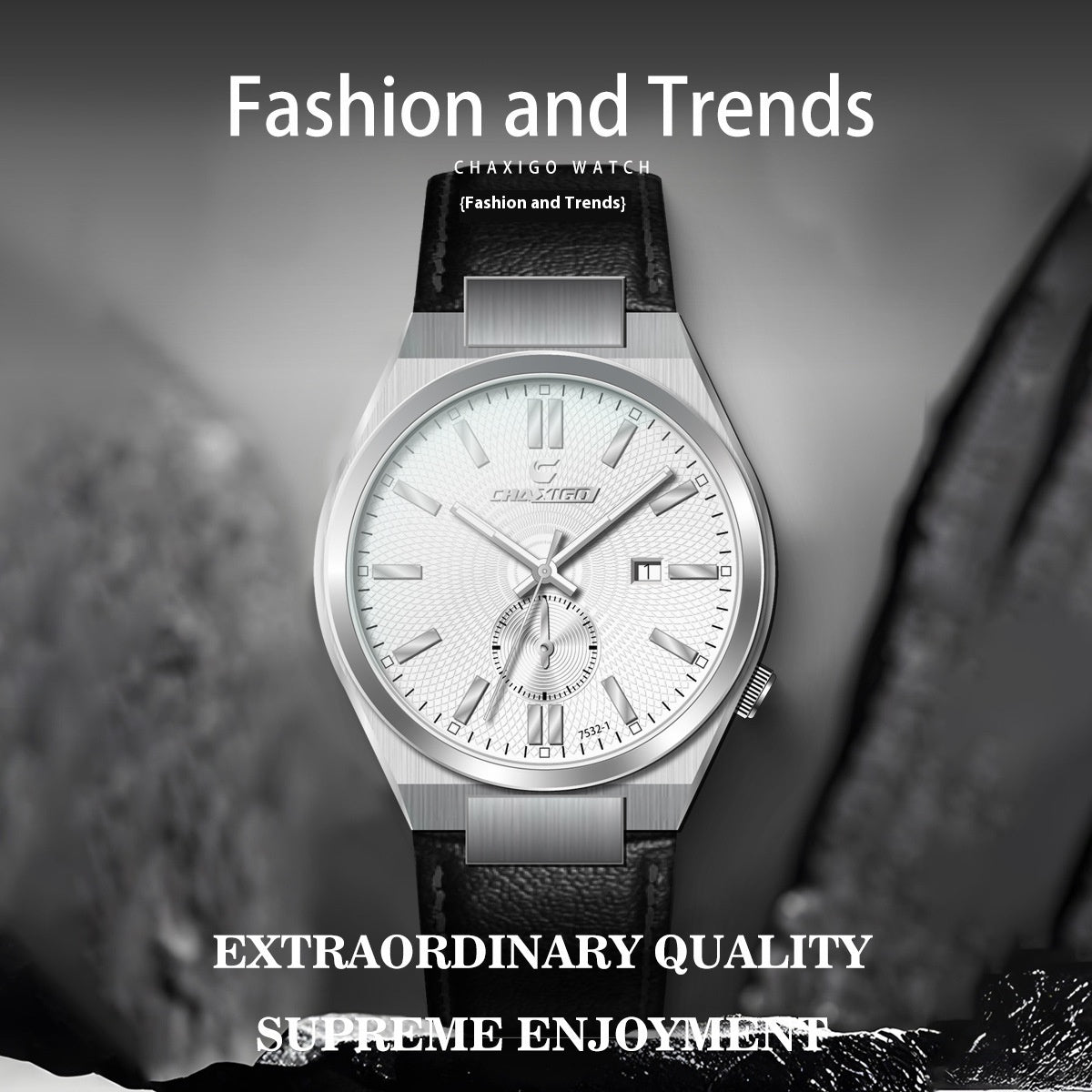 Stainless Steel Quartz Watch Waterproof Calendar Luminous Men