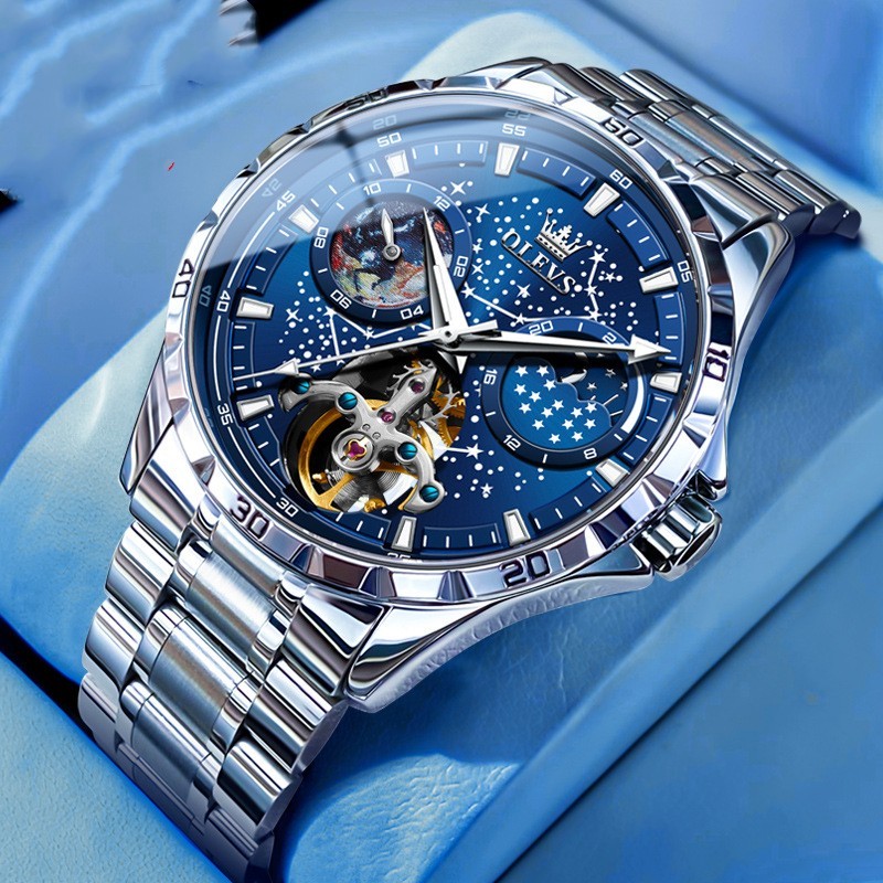 Fashion Starry Sky Mechanical Watch Business Hollow Waterproof Men