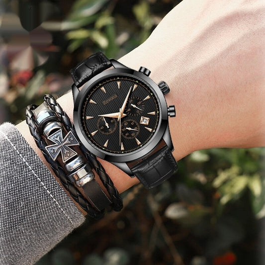 Men's Watch Business Casual Three Eyes And Six Needles Calendar Timing