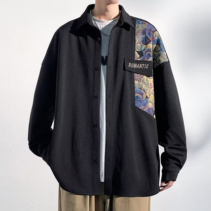 Casual Long Sleeve Lapel Work Clothes Shirt Men's Coat