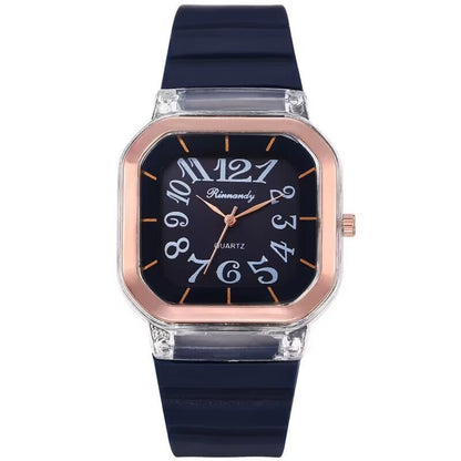 Simple Casual Men's Silicone Watch Square Number