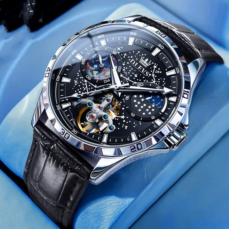 Fashion Starry Sky Mechanical Watch Business Hollow Waterproof Men