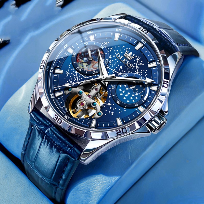 Fashion Starry Sky Mechanical Watch Business Hollow Waterproof Men