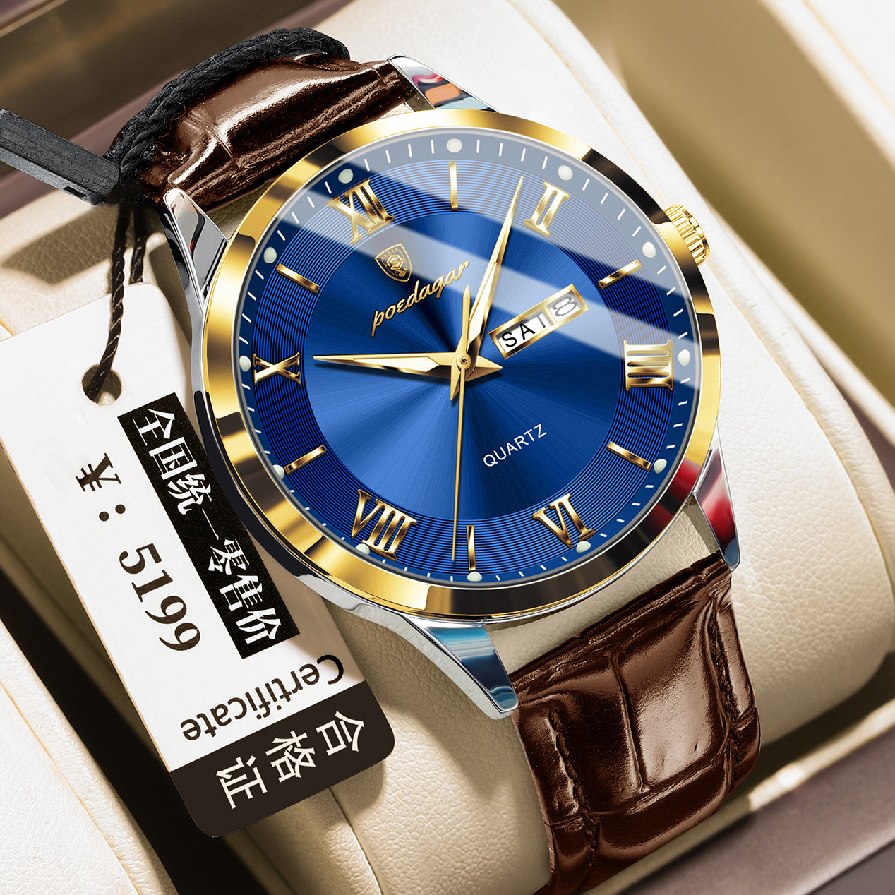 Men's Casual Luminous Double Calendar Waterproof Watch