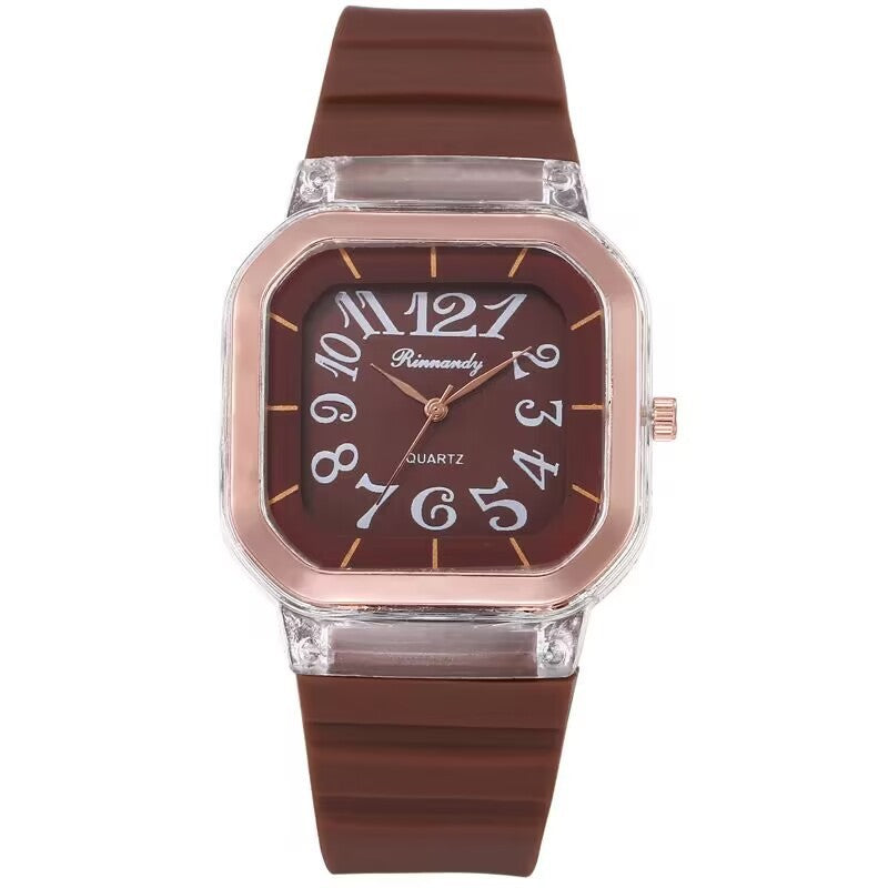 Simple Casual Men's Silicone Watch Square Number