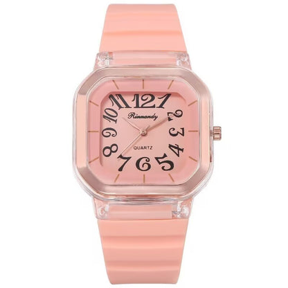 Simple Casual Men's Silicone Watch Square Number