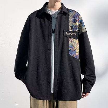 Casual Long Sleeve Lapel Work Clothes Shirt Men's Coat